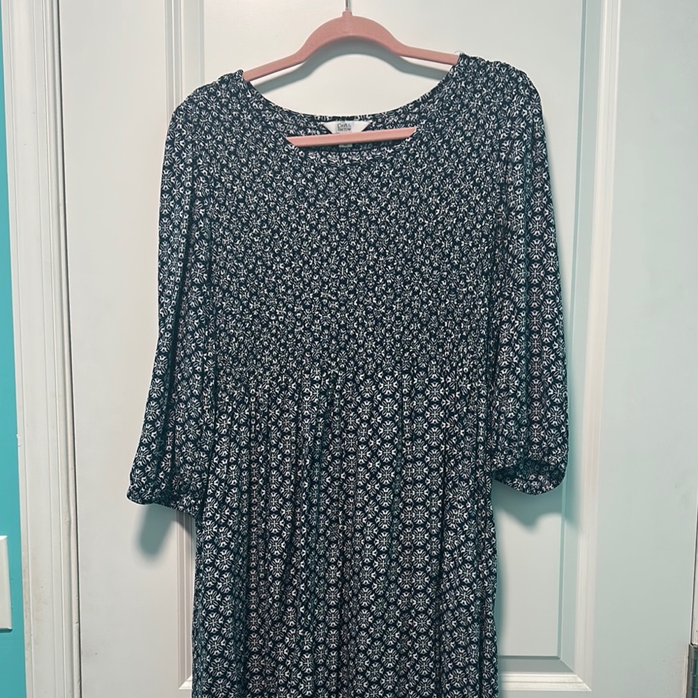 Croft & Barrow Blue 3/4 Bishop Sleeve Sundress